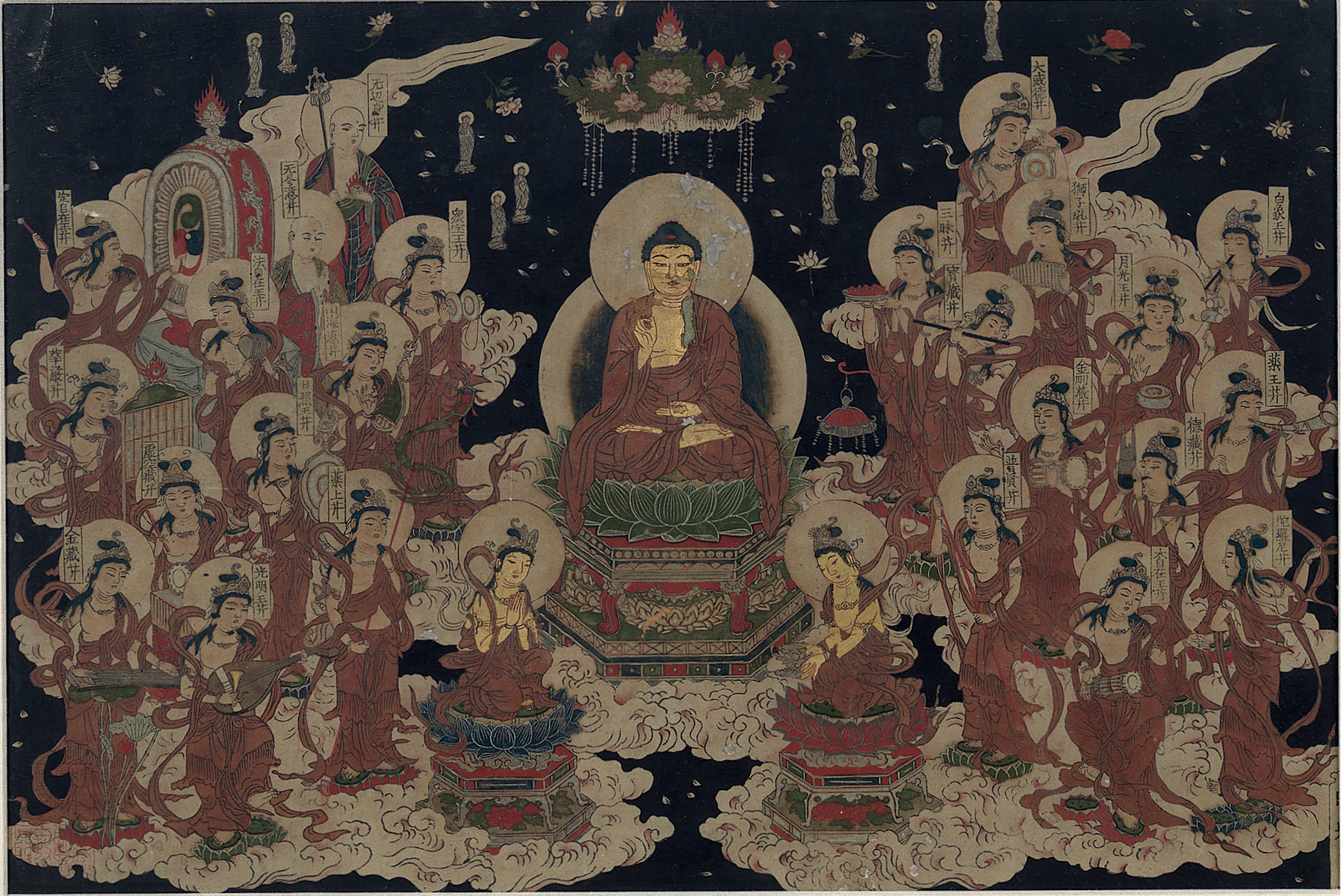 Descent Of Amida And The Twenty Five Bodhisattvas