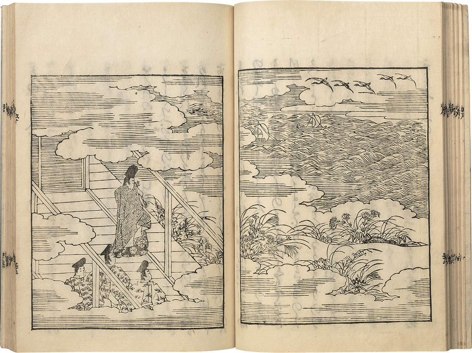 “Suma” (須磨) and “Asagao” (朝顔) chapters of Genji monogatari (源氏物語)