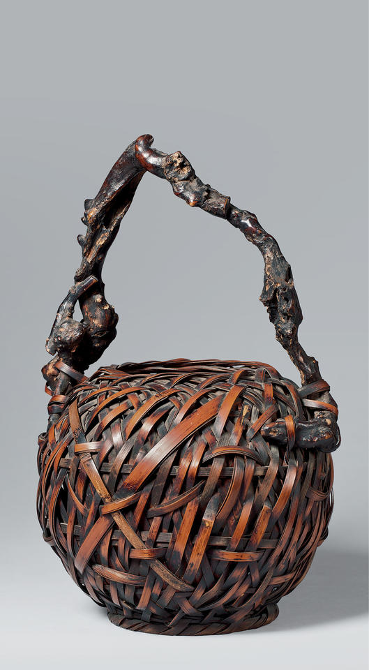 Basket with wood handle